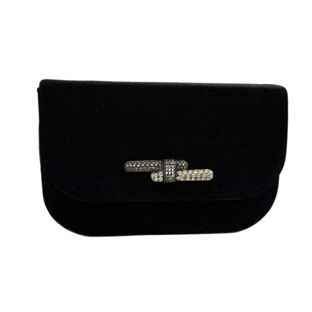 Judith Jack Black Clutch with Marcasite and Rhinestone Accents
